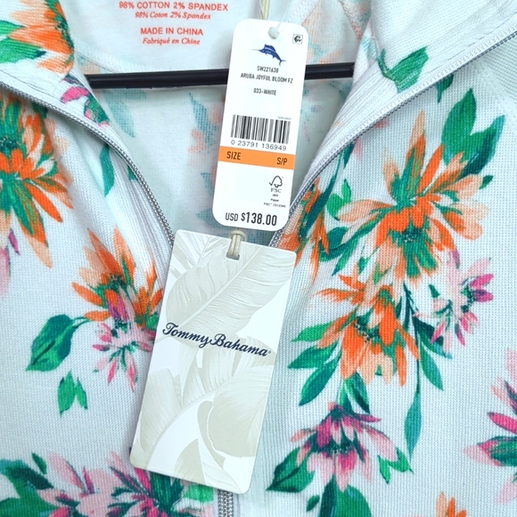 Tommy Bahama NWT Aruba Joyful Bloom Light Zip Up Sweater Small - Picture 3 of 4